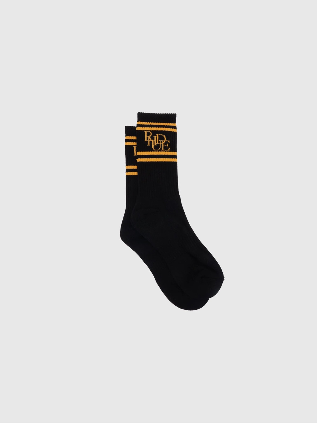 Rhude Scrambler Sock Black / Yellow Scrambled Logo Socks Graphic Print One Size.